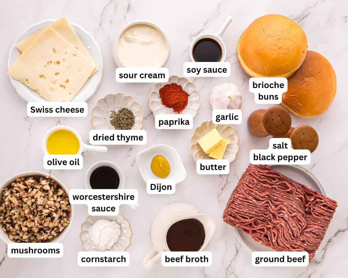 ingredients to make beef stroganoff sloppy joes