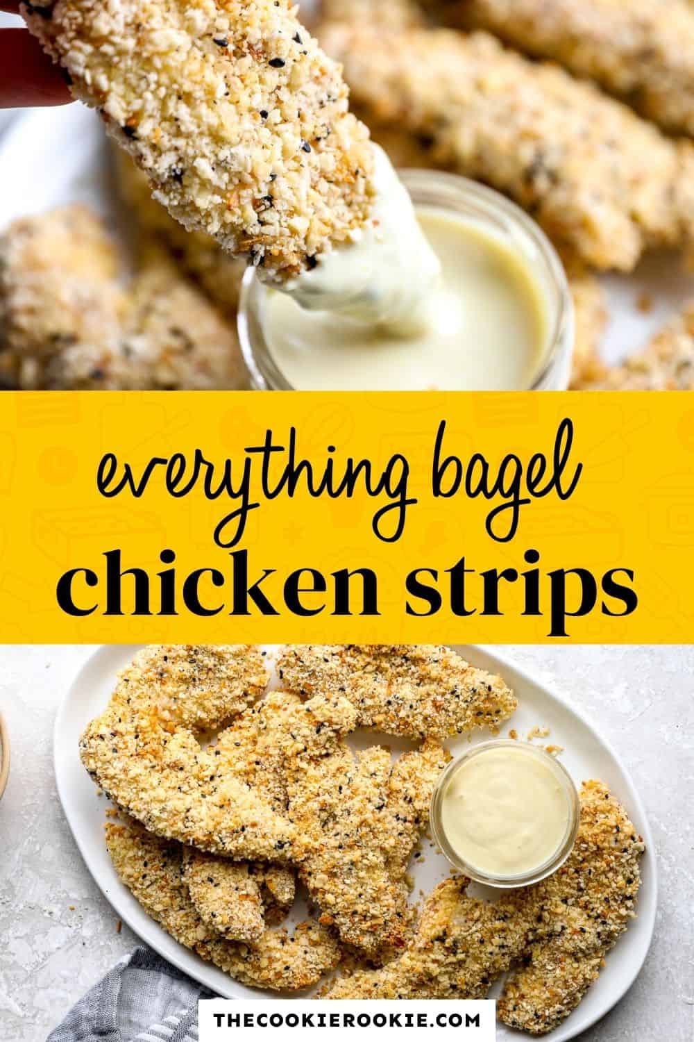 everything bagel chicken strips pin image