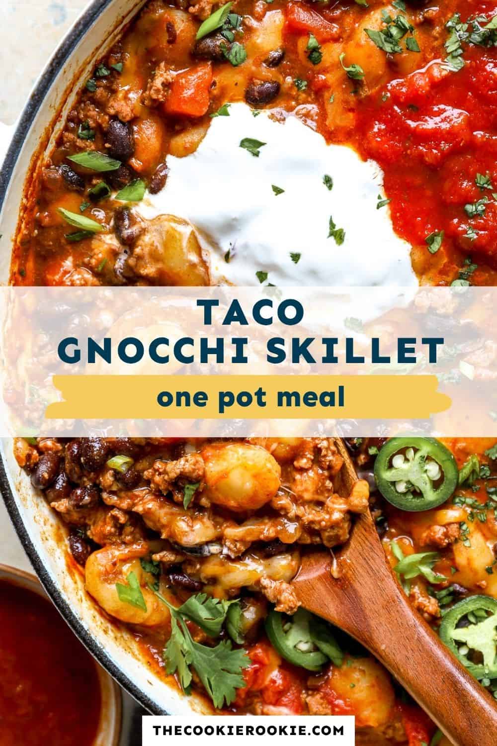 taco gnocchi skillet pin image