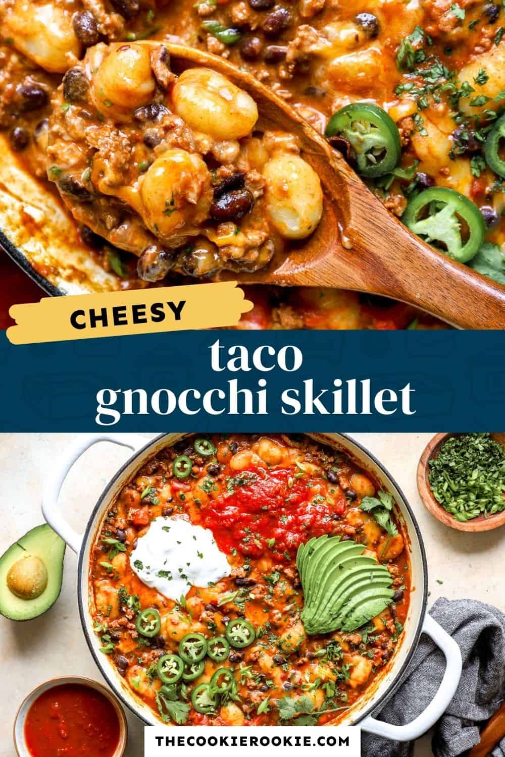 taco gnocchi skillet pin image