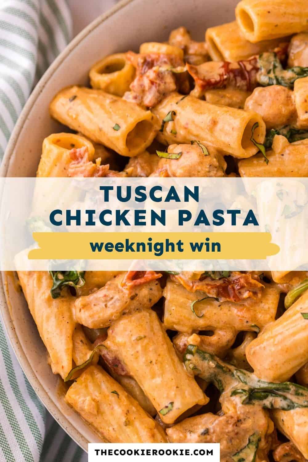 tuscan chicken pasta pin image