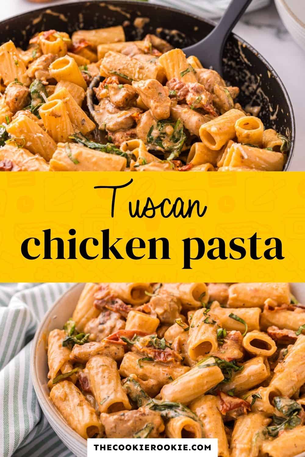 tuscan chicken pasta pin image